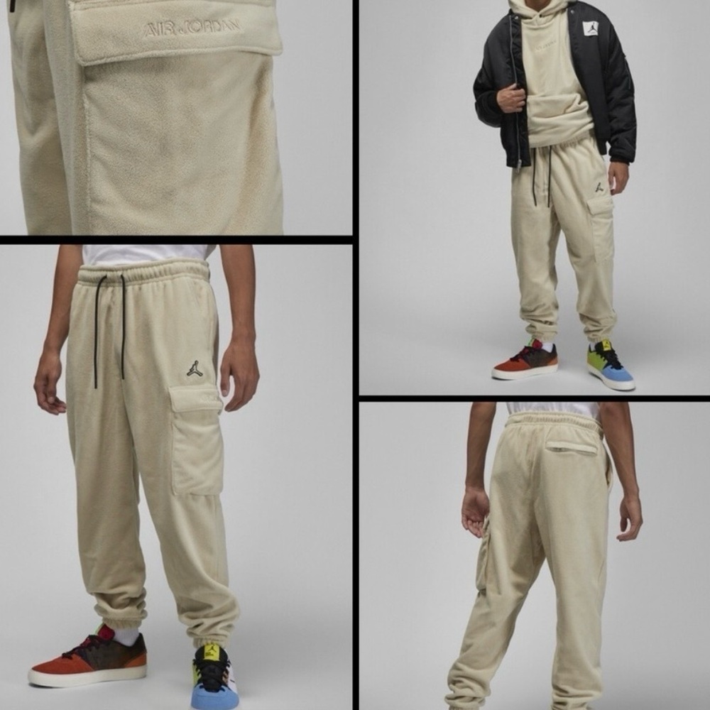 Jordan Essential Fleece Cream Cuffed Sweatpant Joggers with Cargo Pocket